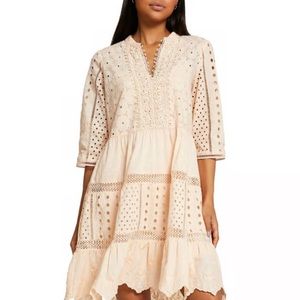 RIVER ISLAND Broderie Cover-Up Shirtdress Size S